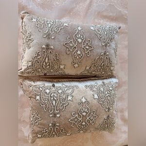 Embroidered Velvet Decorative Throw Pillow Pair - Blush